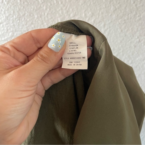 MELLODAY Olive Green Zip Jumpsuit Women's Minimalist Bohemian Chic Size X-Small - Picture 6 of 6